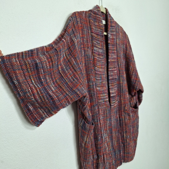 Azoe Multicolor Space Dye Southwestern Wide Kimono Sleeves Textured Jacket O/S - Picture 5 of 10